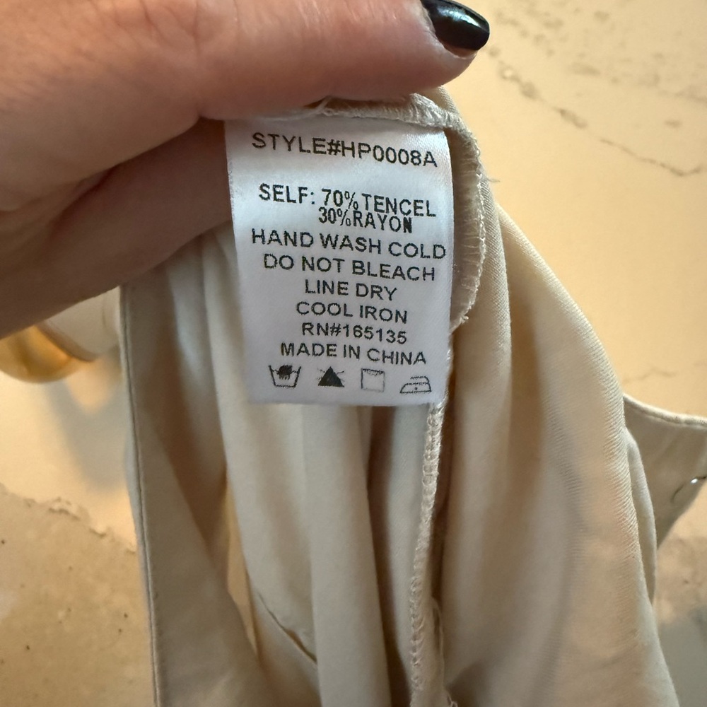 Beige Wide Leg High Rise Trousers - Picture 5 of 5